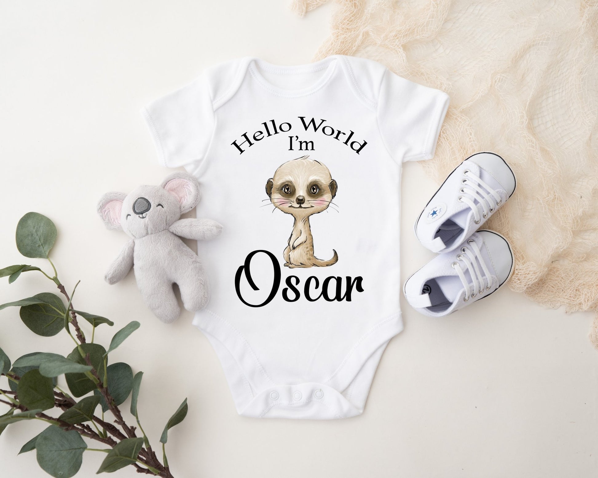Hello World Vest - Meercat Boy Print