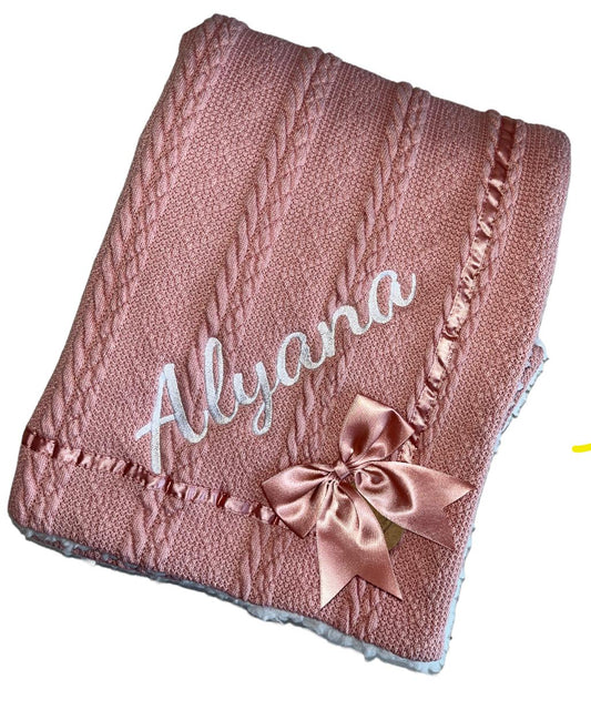 Huxley Baby Blanket Dusky Pink