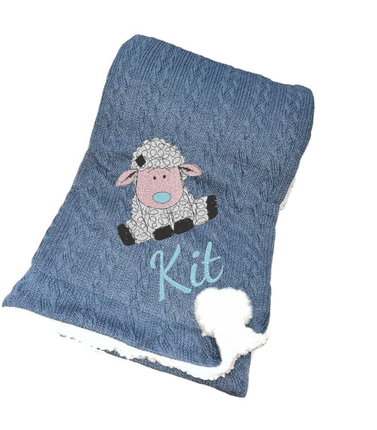 Huxley Baby Blanket Sheep Design & Name