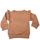 Initial & Teddy Design Frill Shoulder Sweater