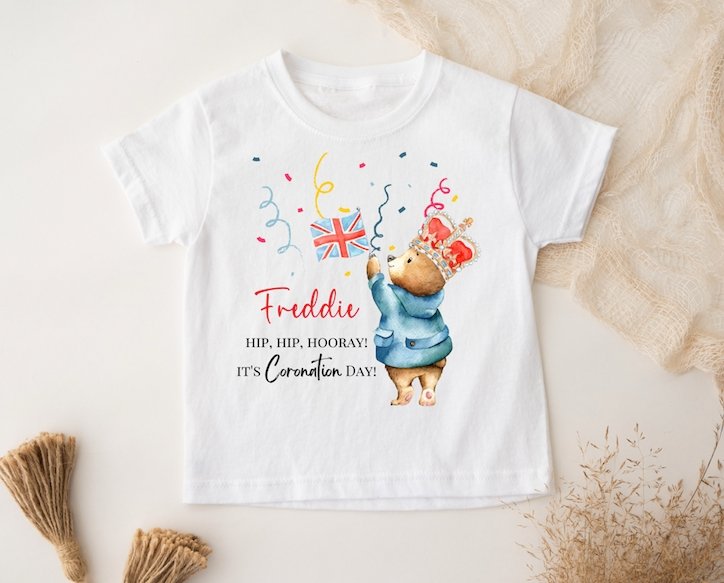 King Charles III Coronation Personalised T-Shirt Bear Party