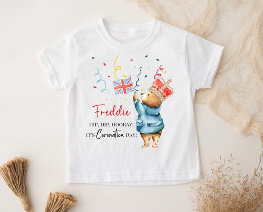 King Charles III Coronation Personalised T-Shirt Bear Party