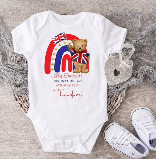 King Charles III Coronation Personalised Vest Rainbow