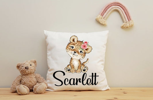 Leopard Girl Cushion - 40x40cm