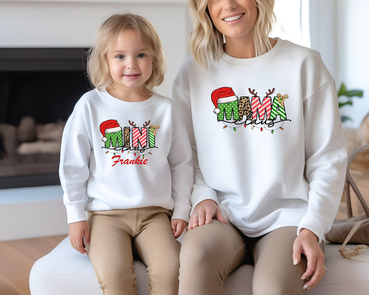 Matching Mini & Mama Mummy Personalised Christmas Jumpers - Various Colours