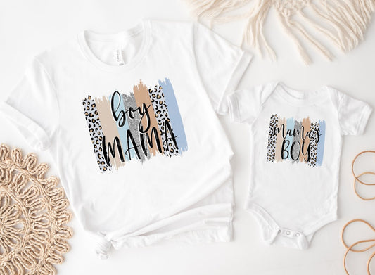 Matching Mini & Mama Mummy Personalised T-Shirt & Vest Boy Mama - White Only