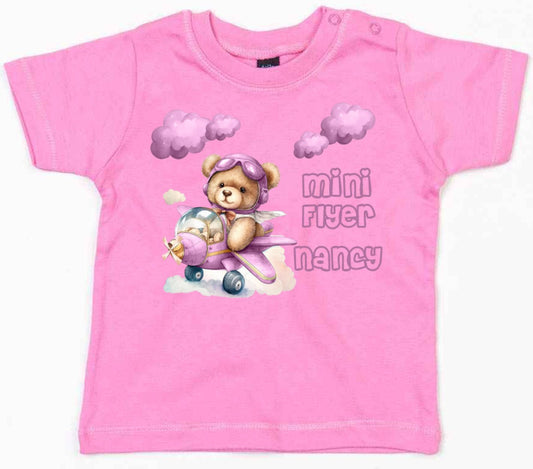 Mini Flyer personalised t-shirt Pink design 2 - various colour tops