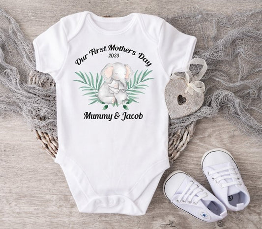 Mothers Day Elephants Vest Or Sleepsuit