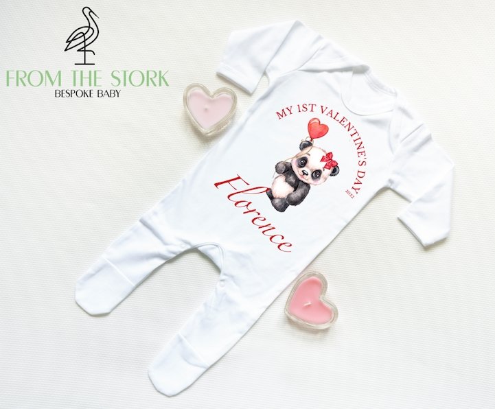 My First Valentines Panda HairBow Sleepsuit