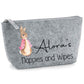 Nappy and Wipes storage bag with Pink Bunny