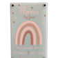 Nursery Birth Block Glass Wall Panel - Pink Rainbow