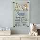 Nursery Birth Block Glass Wall Panel - Safari Animals Boy