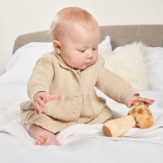 Pearl Button Baby Coat Taupe