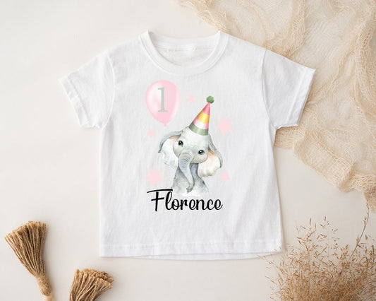 Personalised 1st birthday T-Shirt - Elephant Girl