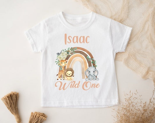Personalised Birthday T-Shirt Rainbow age 1
