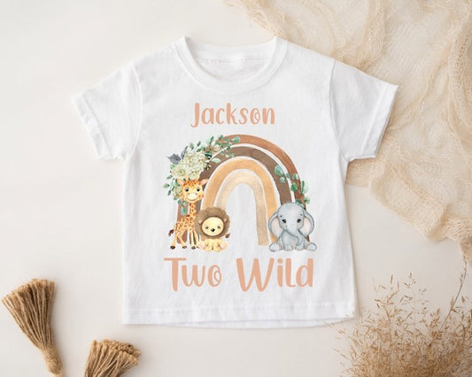 Personalised Birthday T-Shirt Rainbow age 2