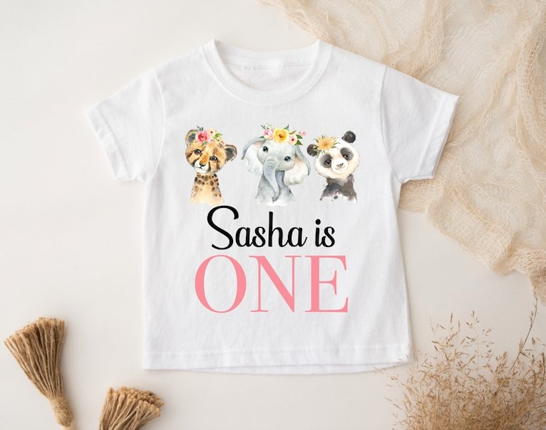 Personalised Birthday T-Shirt Safari Girl ONE