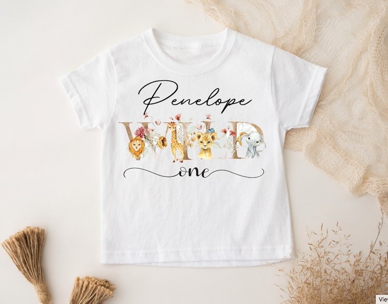 Personalised Birthday T-Shirt Safari Wild ONE
