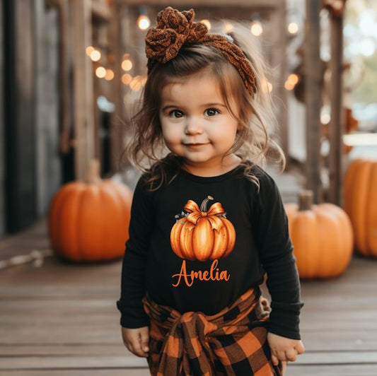 Personalised Halloween Long Sleeve T-Shirt - Pumpkin Design