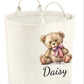Pink Bow Teddybear Personalised Toy/Laundry Basket
