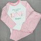 Pink Rabbit & flowers When I Wake Up Personalised pink stripe Birthday Pyjamas Pjs