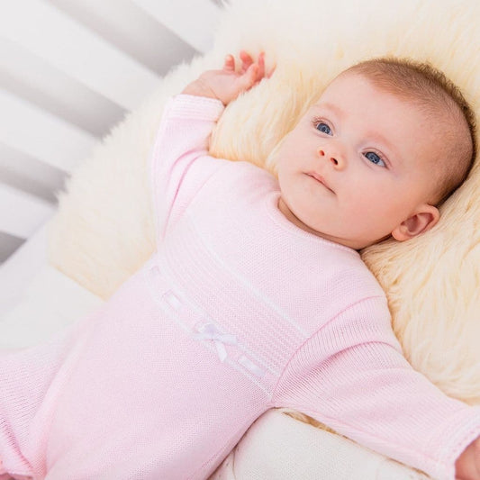 Pink Satin Bow Knitted Onesie
