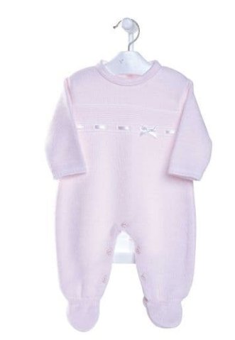 Pink Satin Bow Knitted Onesie