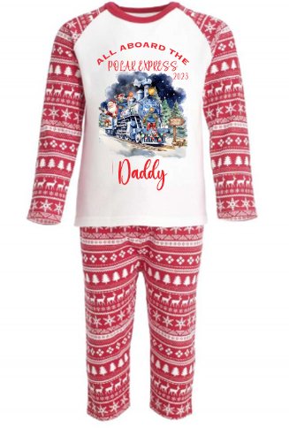 Polar Express 2 Personalised Red Christmas Print Pyjamas