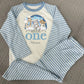 Rainbow When I Wake Up Personalised blue stripe Birthday Pyjamas Pjs