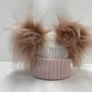 Rose & White Double Pom hat - First Size