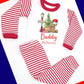 Teddybear Design Personalised Red Stripe Pyjamas