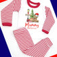 Teddybear Design Personalised Red Stripe Pyjamas