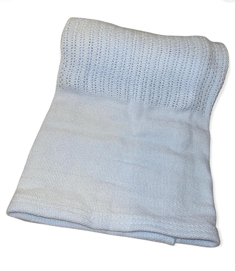 The Hampton Baby Cellular Blanket Blue