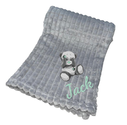 The Kenton baby Blanket Panda Design & Name - Various Colours