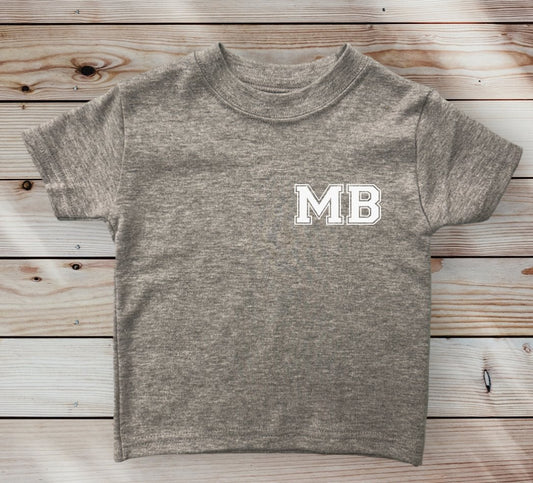 Varsity initial style Personalised Short Sleeve T-shirt - Various Colours