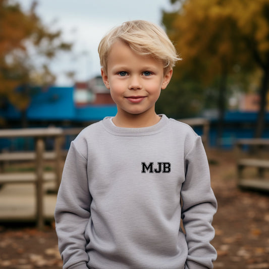 Varsity Initials Personalised Kids Jumper - Various Colours
