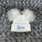 White 3+ Month Double Pom hat