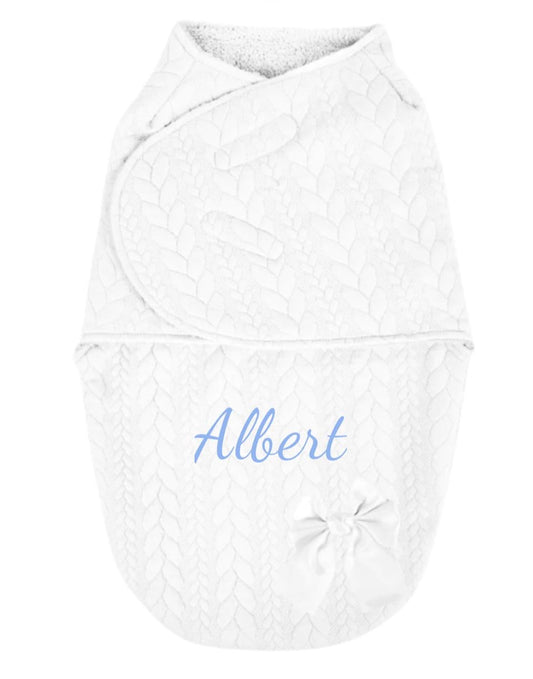 White Personalised Pram Swaddle Wrap