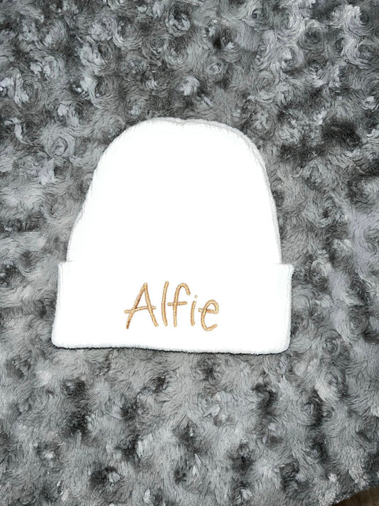 White Ribbed Hat - First Size